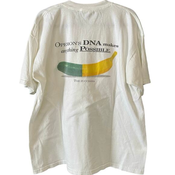 Vintage 90s Operon DNA Technologies Zucchini Banana Zucchana Shirt Adult XL - Picture 1 of 3